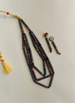 Load image into Gallery viewer, Teracotta Black Beaded Necklace and Earrings
