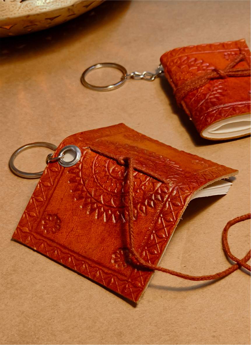 Mini Leather Diary - Indian Motifs