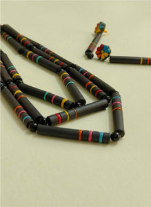 Teracotta Black Beaded Necklace and Earrings