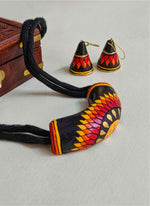 Load image into Gallery viewer, Teracotta Traditional Black Necklace and Earrings
