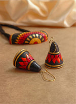 Load image into Gallery viewer, Teracotta Traditional Black Necklace and Earrings
