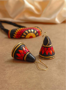 Teracotta Traditional Black Necklace and Earrings