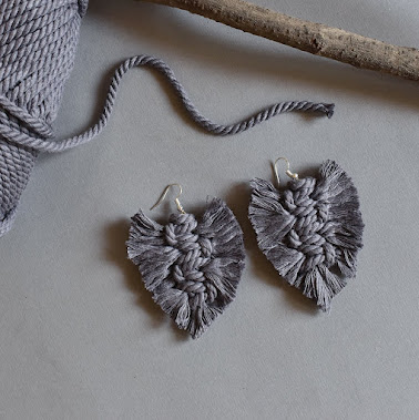 Macrame Leaf Earrings